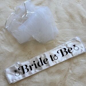 White Bride to Be Sash and Veil Set